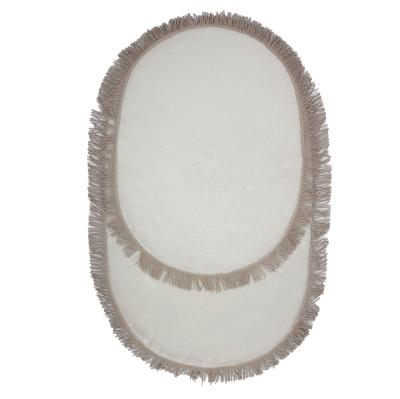 Sade Beyaz Altın Püsküllü  2'li Banyo Paspas Takımı
